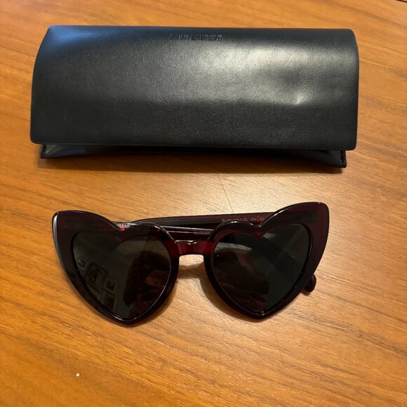 Saint Laurent Heart Sunglasses Dark Red - Picture 6 of 7